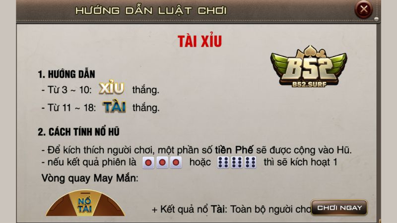 Luật Chơi Tài Xỉu B52 Club Chi Tiết
